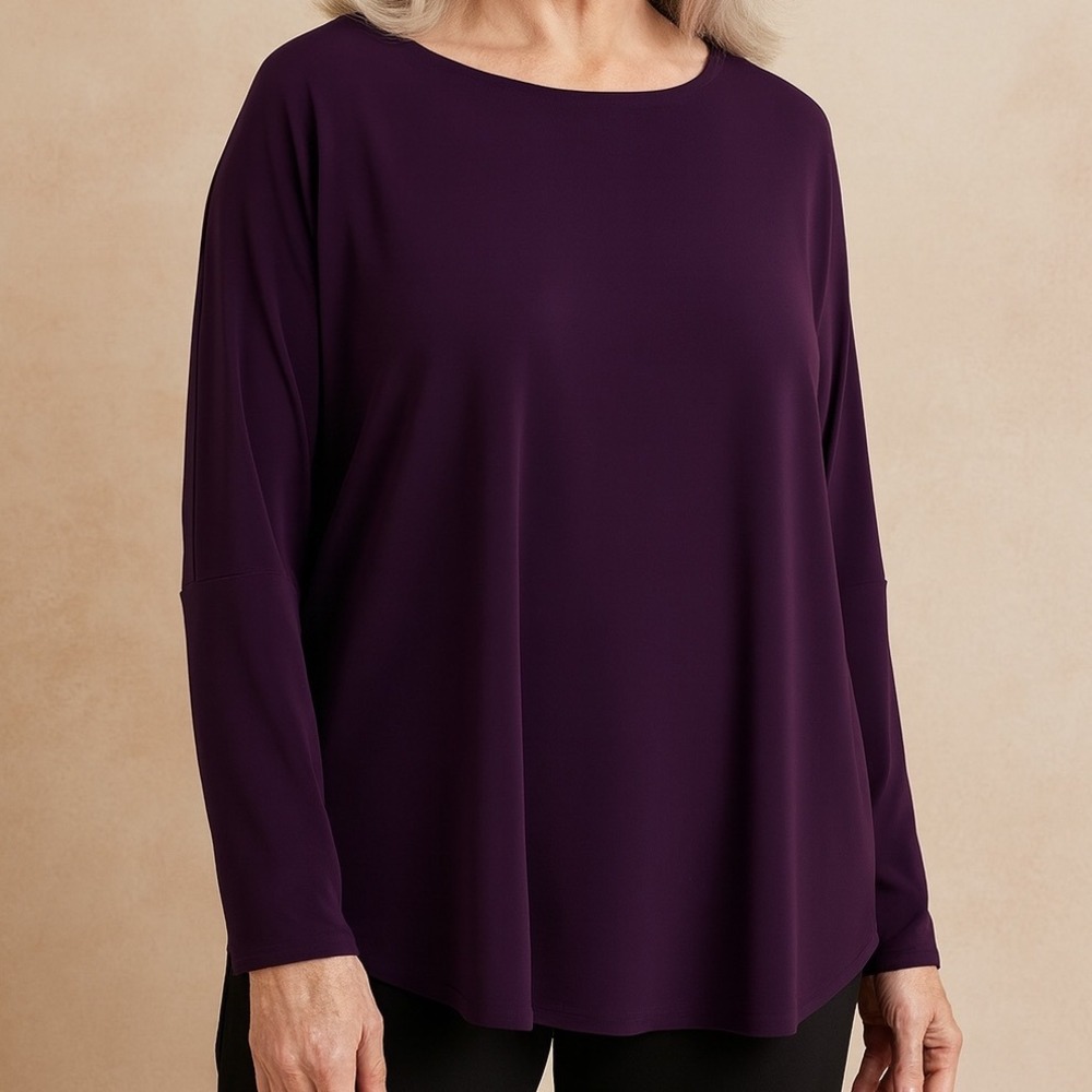 Sympli Canada Long Sleeve Jersey Top Womens Sz 12 Blouse Dolman Stretch Minimal
